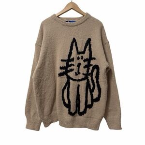 Aelfric Eden Womens Chunky Knit Textured Oversized Cat Sweater Size XL Brown NEW